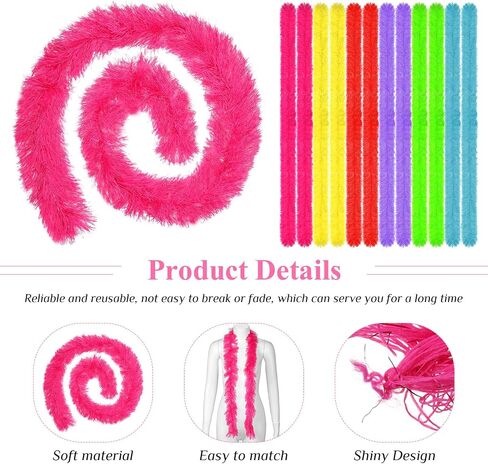 Xtinmee 12 Pcs 5 ft Feather Boas Artificial Fluffy Boas Decoration Feather Scarf for Women Girl Halloween Tea Party (Multicolor) in Saudi Arabia