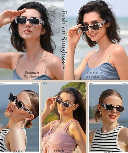 Dollger Rectangle Sunglasses for Women Men Trendy Retro Fashion Sunglasses UV 400 Protection Square Fram in Kuwait