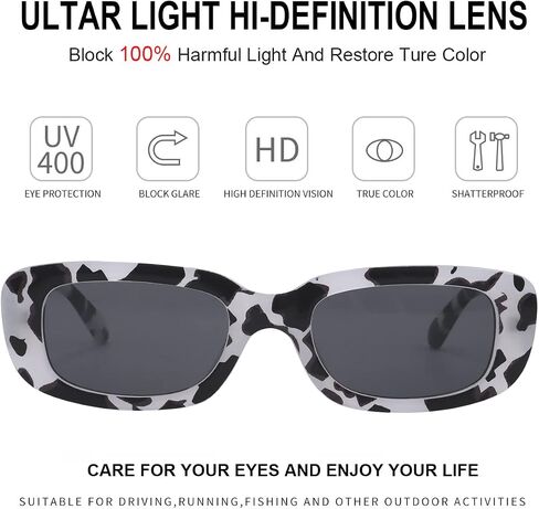 Dollger Rectangle Sunglasses for Women Men Trendy Retro Fashion Sunglasses UV 400 Protection Square Fram in Kuwait