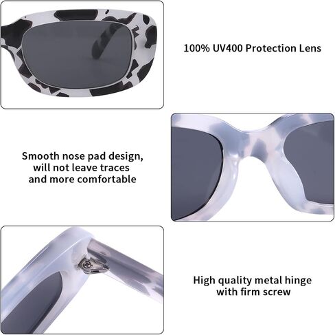 Dollger Rectangle Sunglasses for Women Men Trendy Retro Fashion Sunglasses UV 400 Protection Square Fram in Kuwait