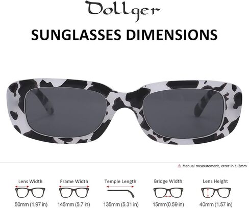Dollger Rectangle Sunglasses for Women Men Trendy Retro Fashion Sunglasses UV 400 Protection Square Fram in Kuwait