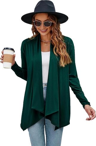 Naggoo Women's Draped Open Front Cardigans Casual Lightweight Long Sleeve Duster Cardigan in Kuwait