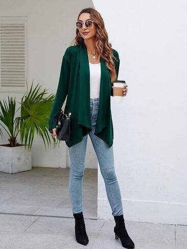 Naggoo Women's Draped Open Front Cardigans Casual Lightweight Long Sleeve Duster Cardigan in Kuwait