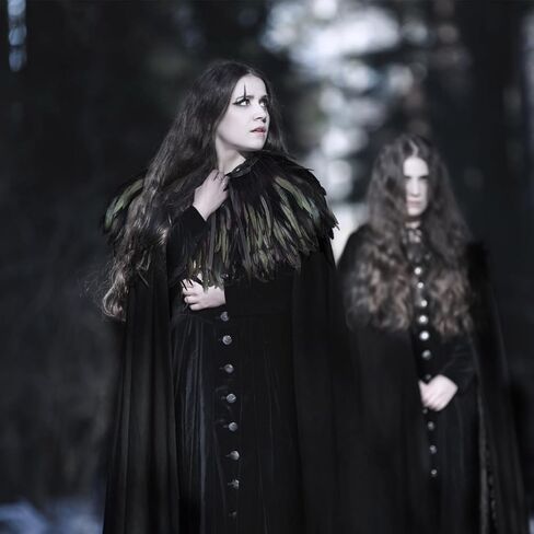 YoleShy للجنسين أسود مخملي الرأس الكبار الساحرة عباءة مع ريشة سوداء كيب شال ريشة شال ريشة تتغاضى المخملية عباءة ساحرة الرأس Maleficent Cape Maleficent زي الشر الملكة الساحرة زي in Kuwait