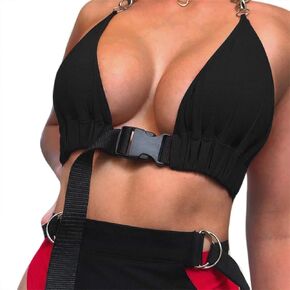 Women Sexy Front Buckle Bralette Bra Halter Neck Crop Top Unpadded Bandeau Tops for Rave,Party,Clubwear
