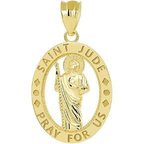 CaliRoseJewelry 14k Gold Saint Jude Pray for Us سحر قلادة