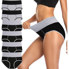 Annenmy High Waisted Womens Underwear, Cotton Underwear Women Tummy Control Underwear No Muffin Briefs Panties Plus Size