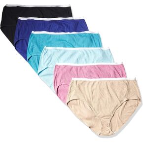 ملابس داخلية قصيرة من القطن المضلع للنساء من JUST MY SIZE، سراويل داخلية من القطن المضلع، 6 قطع in Kuwait