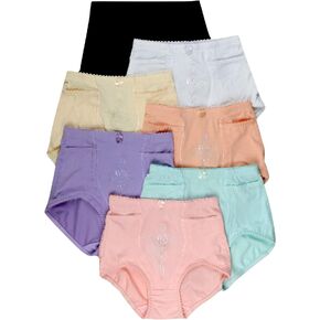 ToBeInStyle Women's 6 Pack High Waist Concealed Slit Pockets Elegant Print Girdle Briefs
