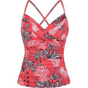 Mycoco Women's Underwire Tankini Top Cross Front V Neck Push Up Swim Top Ruched Tummy Control Bathing Suit Tops in Saudi Arabia
