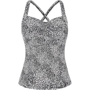 Hilor Women's Tankini Tops Shirred Tummy Control Swimsuits Cross Back Tankini Swimwear Tops in Saudi Arabia