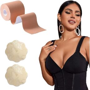 شريط رفع الثدي من Okela XL، شريط Boobytape الفوري للرفع، شريط الجسم للثدي الكبير كوب A-G مع بتلة الثدي من الدانتيل in Kuwait