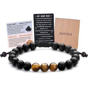 Quietsun Tiger Eye/Agate Bracelet Gifts for Dad/Son/Grandson/Boyfriend/Husband on Graduation Fathers Day Anniversary Birthday