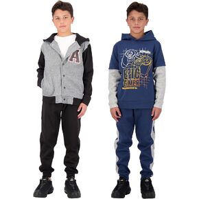 TONY HAWK 4 Piece Boys Jogger Sets for Kids 2 Pack Fleece Hoodie and Pull-On Sweatpants for Kids Skateboarding in Saudi Arabia