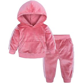 MYGBCPJS بنين بنات 2 قطعة بدلة رياضية مخملية ملابس طفل أطفال كم طويل كنزة قطيفة + مرونة الخصر Sweatpants مجموعة in Kuwait
