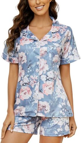 LYCY Womens Pajamas Set Floral, Printed Pajamas for Women Soft and Silky Sleepwear… in Kuwait
