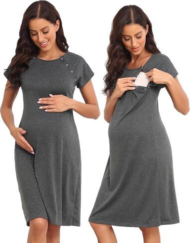 Momctnino Women's Maternity Nursing Nightdress Delivery Labor Hospital Nightgown Sleepwear for Breastfeeding in Saudi Arabia