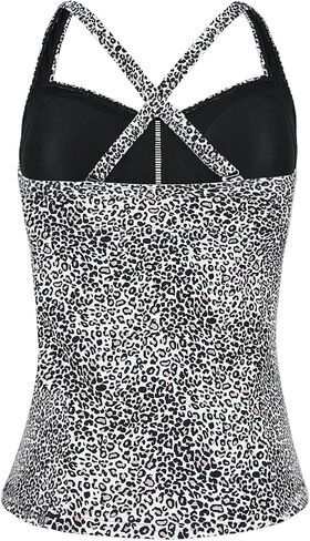 Hilor Women's Tankini Tops Shirred Tummy Control Swimsuits Cross Back Tankini Swimwear Tops in Kuwait