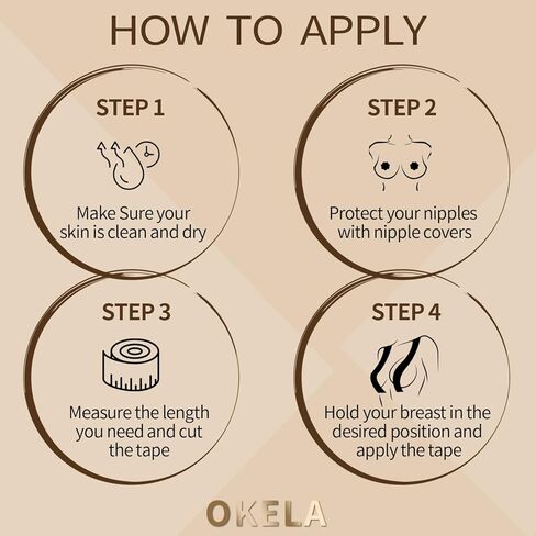 شريط رفع الثدي من Okela XL، شريط Boobytape الفوري للرفع، شريط الجسم للثدي الكبير كوب A-G مع بتلة الثدي من الدانتيل in Kuwait