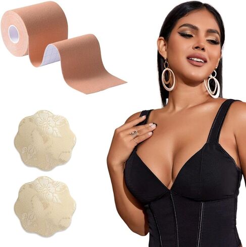 شريط رفع الثدي من Okela XL، شريط Boobytape الفوري للرفع، شريط الجسم للثدي الكبير كوب A-G مع بتلة الثدي من الدانتيل in Kuwait