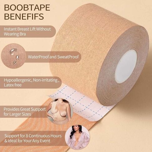 شريط رفع الثدي من Okela XL، شريط Boobytape الفوري للرفع، شريط الجسم للثدي الكبير كوب A-G مع بتلة الثدي من الدانتيل in Kuwait