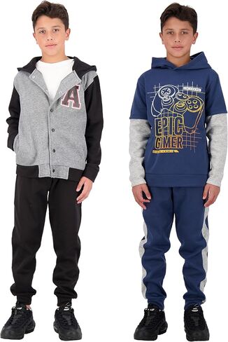 TONY HAWK 4 Piece Boys Jogger Sets for Kids 2 Pack Fleece Hoodie and Pull-On Sweatpants for Kids Skateboarding in Saudi Arabia