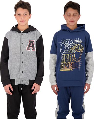 TONY HAWK 4 Piece Boys Jogger Sets for Kids 2 Pack Fleece Hoodie and Pull-On Sweatpants for Kids Skateboarding in Saudi Arabia