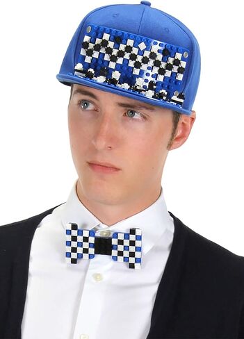 Customizable Interchangeable Building Block Snapback Hat, Flat Bill Baseball Cap - Stylish Entertainment and Fun Activity - Blue in Saudi Arabia