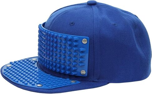 Customizable Interchangeable Building Block Snapback Hat, Flat Bill Baseball Cap - Stylish Entertainment and Fun Activity - Blue in Saudi Arabia