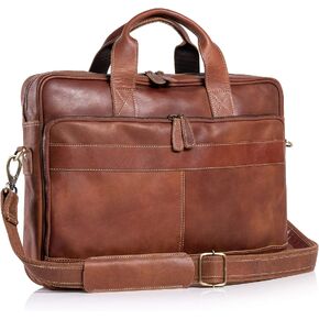 KomalC 16 Inch Leather briefcases Laptop Messenger Bags for Men and Women Best Office Satchel Bag