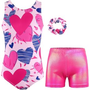 MODAFANS Gymnastics Leotards for Girls Sparkly Dance Unitards Biketards Black Activewear for Girls 4-13Years