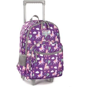 Tilami Rolling Backpack 18 inch Double Handle Wheeled Boys Girls Travel School Children Luggage Toddler Trip, Galaxy
