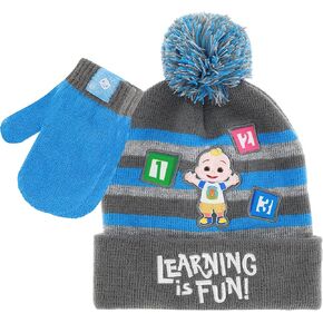 CoComelon Toddler Winter Hat and Snow Gloves for Toddler Set with Cute Mittens and Soft Beanie Adorable Outdoor Wear in Kuwait