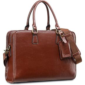 Kattee Genuine Leather Briefcase for Women, Large Capacity Laptop Bag with Luggage Tag in Saudi Arabia