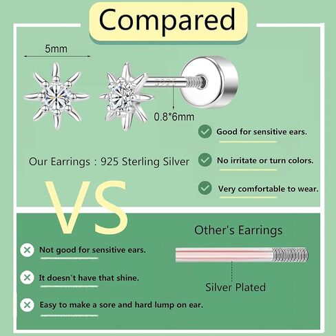 AoedeJ 925 Sterling Silver Earrings for Girls Screw Back Earrings for Girl Earrings With Screw Backs Women Earrings in Kuwait