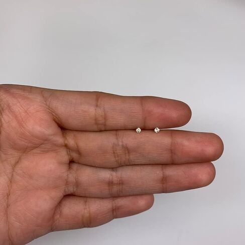 اقراط مرصعة بأحجار الزركونيا المكعبة من الذهب عيار 10 قيراط للنساء، اقراط صغيرة الحجم بفتحة ثانية للبنات من الذهب الخالص، معدن، زركونيا مكعب in Kuwait