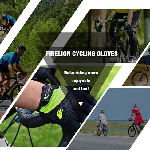 قفازات الدراجة FIRELION للرجال/النساء لركوب الدراجات، قفازات ركوب الدراجات لسباقات الطرق MTB DH في الهواء الطلق، قفازات واقية للدراجة مبطنة بنصف إصبع كامل، قفازات ركوب الدراجات التي تعمل باللمس وممتصة للصدمات غير قابلة للانزلاق in Kuwait