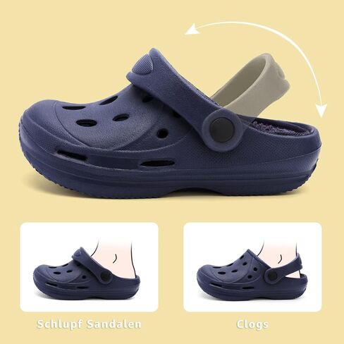STQ Kids Garden Clogs with Backstrap | Slip on Boys Girls Water Sandals | Fuzzy Lined Slippers | Toddler, Little Kid, Big Kid in Saudi Arabia