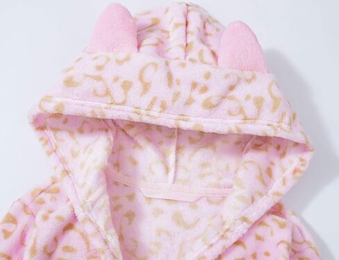 Topgal Leopard Cat Robe for Girls Fleece Toddler Kids Teen Hooded Bathrobe Size 4T-18 in Kuwait