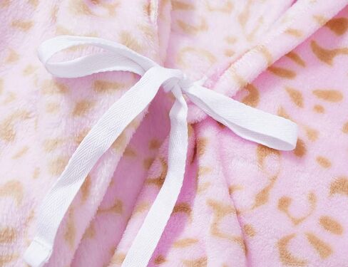 Topgal Leopard Cat Robe for Girls Fleece Toddler Kids Teen Hooded Bathrobe Size 4T-18 in Kuwait