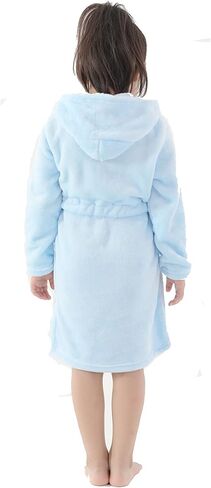 Girls Robes, Plush Soft Coral Fleece Animal Print Hooded Bathrobe for Kids Boys in Kuwait