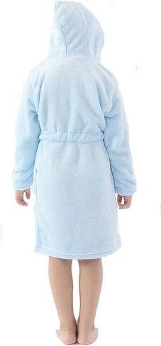 Girls Robes, Plush Soft Coral Fleece Animal Print Hooded Bathrobe for Kids Boys in Kuwait