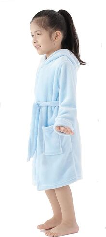 Girls Robes, Plush Soft Coral Fleece Animal Print Hooded Bathrobe for Kids Boys in Kuwait