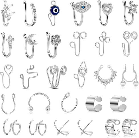 29 جهاز كمبيوتر شخصى من kwuncci، حاجز وهمي للأنف، طوق ذهبي فضي للنساء، أساور أنف أفريقية مثقوبة للأنف، مجوهرات أنف غير مثقوبة، مشبك على حلقة الأنف، أقراط أذن ذهبية فضية للنساء in Kuwait