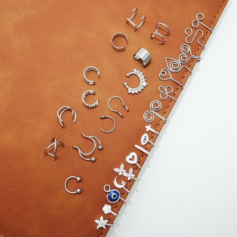 29 جهاز كمبيوتر شخصى من kwuncci، حاجز وهمي للأنف، طوق ذهبي فضي للنساء، أساور أنف أفريقية مثقوبة للأنف، مجوهرات أنف غير مثقوبة، مشبك على حلقة الأنف، أقراط أذن ذهبية فضية للنساء in Kuwait