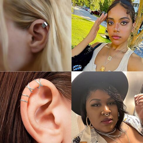 29 جهاز كمبيوتر شخصى من kwuncci، حاجز وهمي للأنف، طوق ذهبي فضي للنساء، أساور أنف أفريقية مثقوبة للأنف، مجوهرات أنف غير مثقوبة، مشبك على حلقة الأنف، أقراط أذن ذهبية فضية للنساء in Kuwait