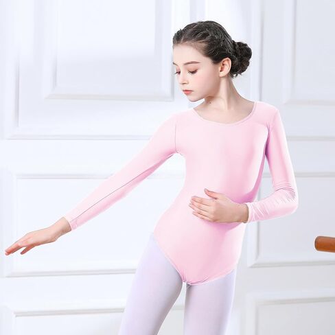 Girls' Team Basic Long Sleeve Leotard Gymnastics Ballet Dance Bodysuits for Kids (2-12Years) in Kuwait