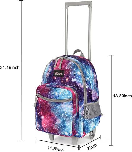 Tilami Rolling Backpack 18 inch Double Handle Wheeled Boys Girls Travel School Children Luggage Toddler Trip, Galaxy in Kuwait