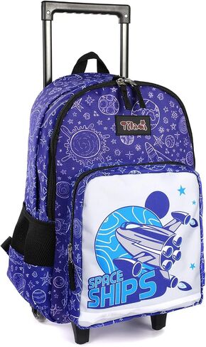Tilami Rolling Backpack 18 inch Double Handle Wheeled Boys Girls Travel School Children Luggage Toddler Trip, Galaxy in Kuwait
