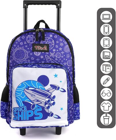 Tilami Rolling Backpack 18 inch Double Handle Wheeled Boys Girls Travel School Children Luggage Toddler Trip, Galaxy in Kuwait
